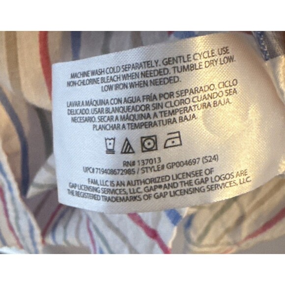 Gap Womens XL Button Up Long Sleeve Stripes Multicolor Linen Blend Coastal - Picture 6 of 9